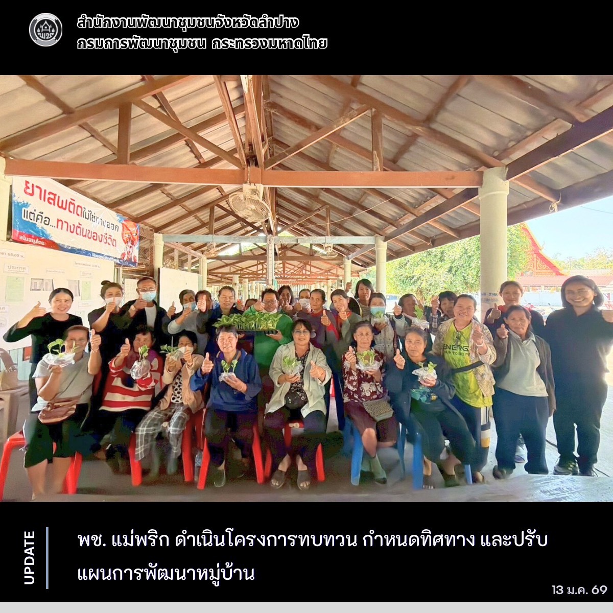 พช. แม่พริก ดำเนินโครงการทบทวน กำหนดทิศทาง และปรับแผนการพัฒนาหมู่บ้าน